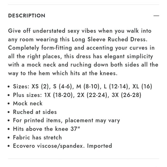 Mock neck long sleeve ruched dress - Picture 4 of 4